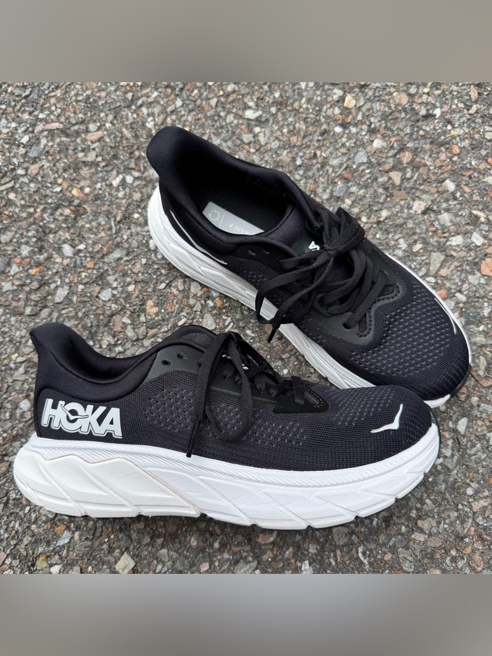 Hoka One One Arahi Shoes Womens 6.5 Black White Running Walking Gym Active Lace